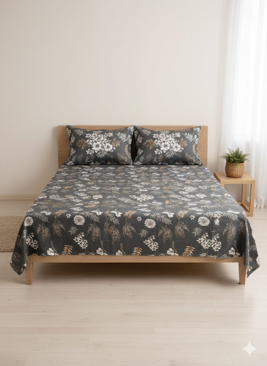 Olive Garden Collection | Double bedsheet with 2 Pillow Covers