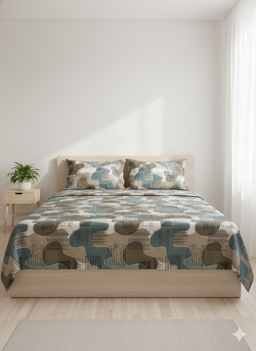 Modern Muse Collection | Double bedsheet with 2 Pillow Covers