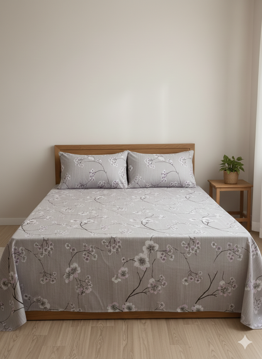 Petal Mist Collection | Double bedsheet with 2 Pillow Covers
