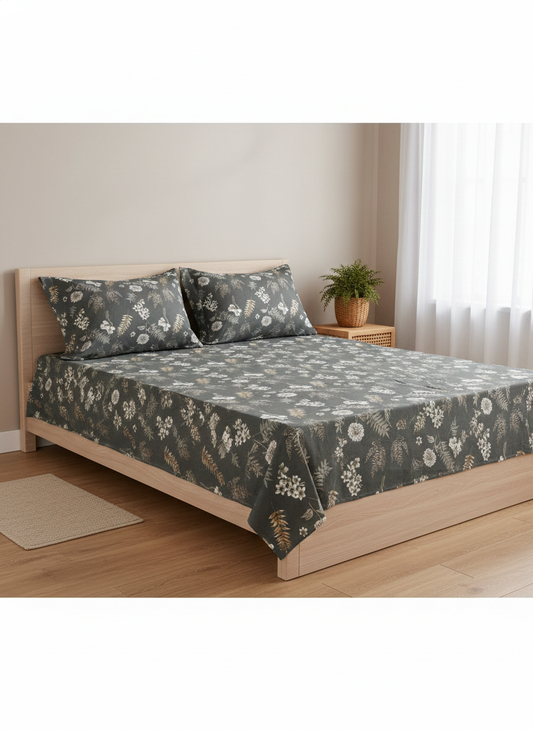 Olive Garden Collection | Double bedsheet with 2 Pillow Covers