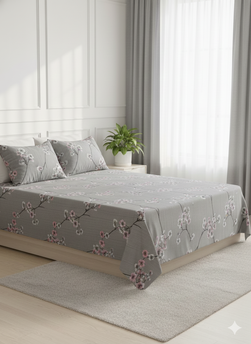 Petal Mist Collection | Double bedsheet with 2 Pillow Covers