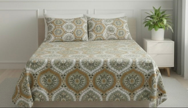 Saffron Heritage Collection | Single bedsheet with 2 Pillow Covers